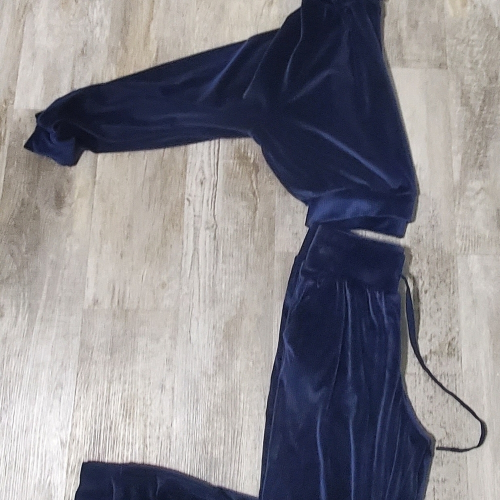 Victoria's Secret Deep Blue Velvet Jumpsuit